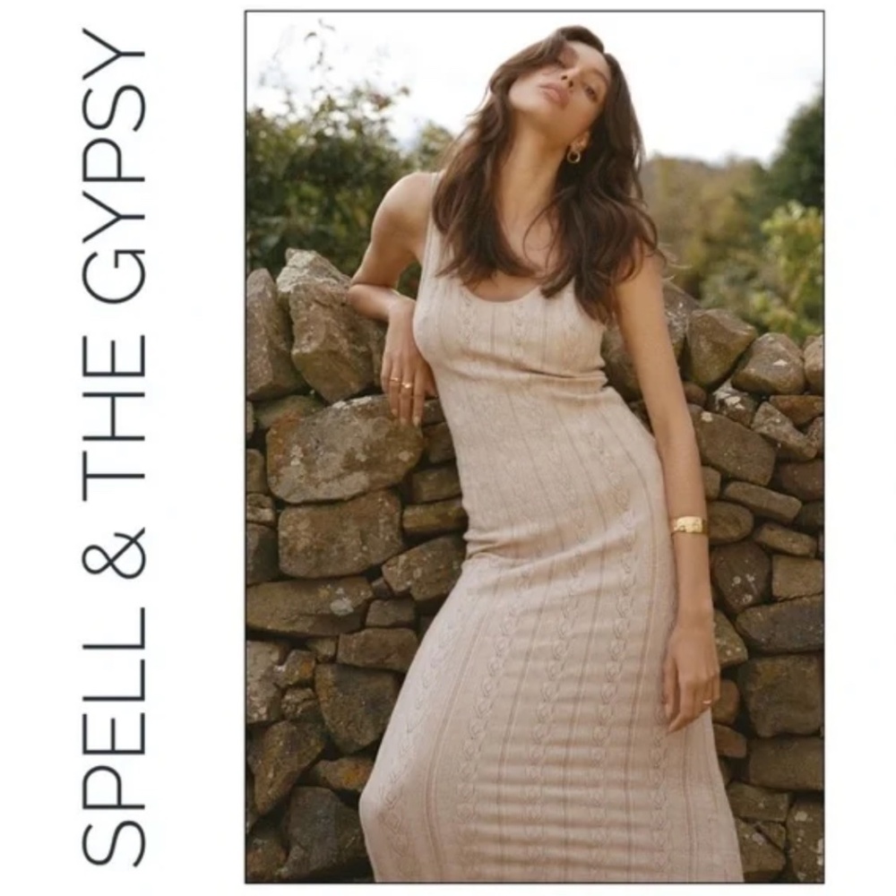 Spell Frenchie Rib Slip Midi Dress Size Small